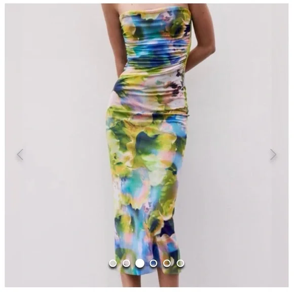 Zara Multicolor Strapless Dress - Picture 2 of 8